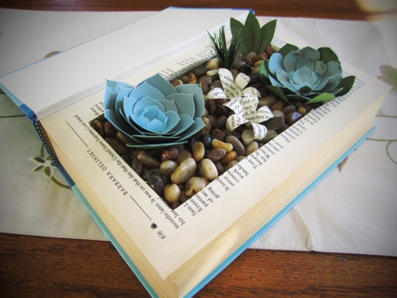 Paper Succulent Garden Book Terrarium Planter - Etsy