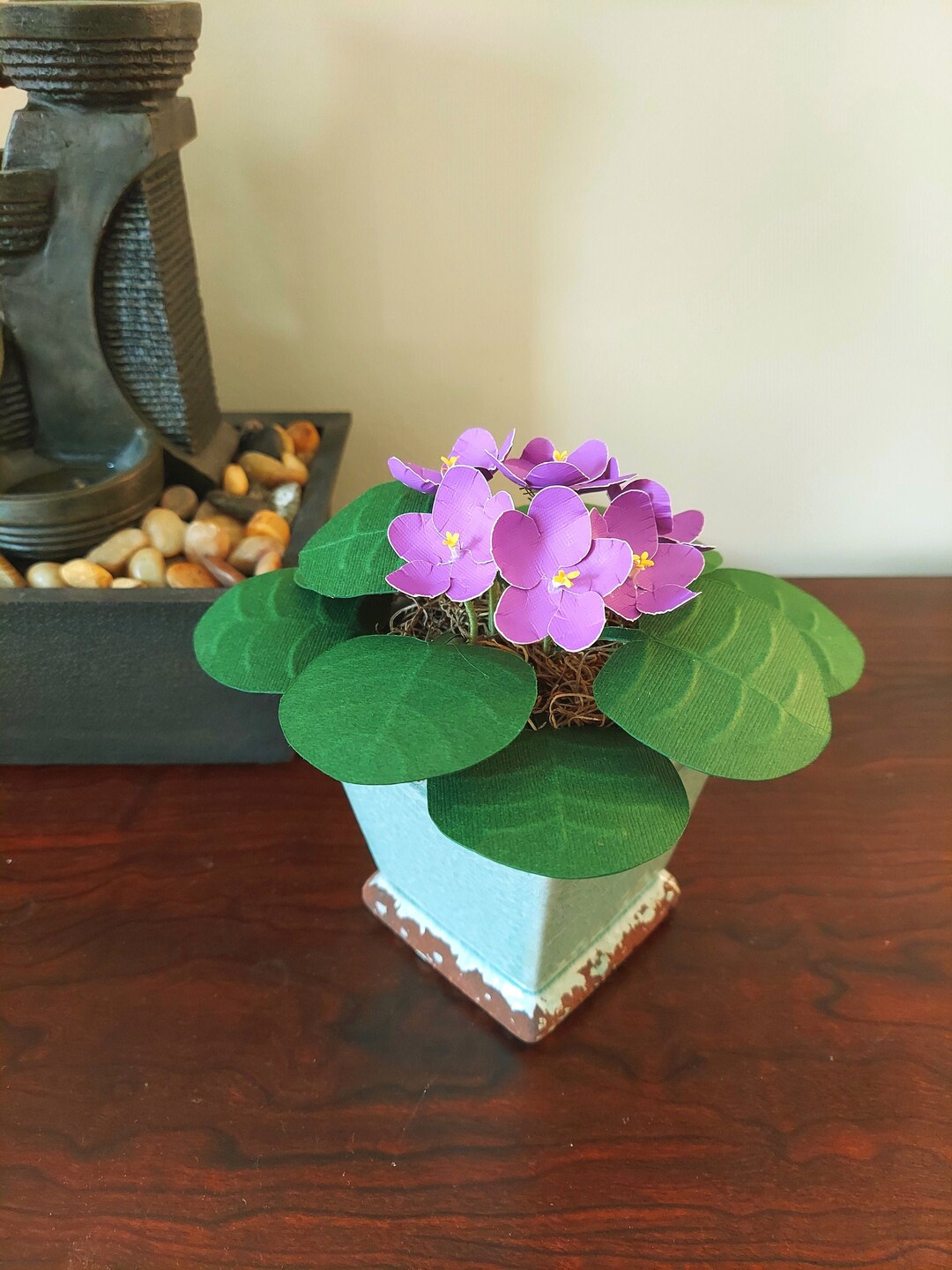 Potted African Violet Paper Flowers Mother's Day Gift Etsy