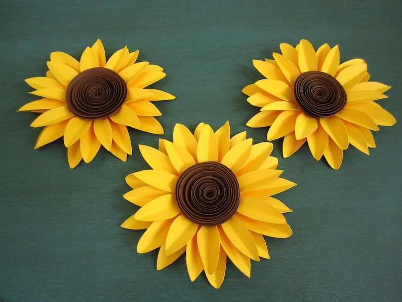 Set of 3 Paper Sunflowers Paper Flowers Yellow Flowers Etsy