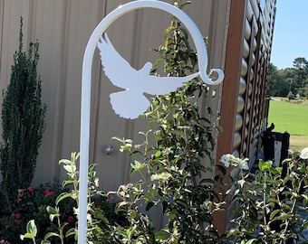 SHEPHERD HOOK 60" Metal Powder Coated Flying White Dove- Wedding Display-Your color choice and display choice
