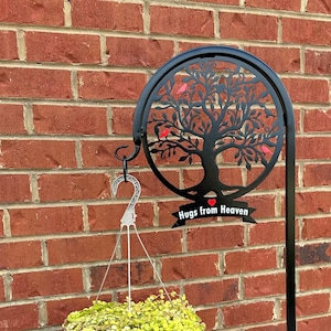Tree of Life Shepherd Hook with Custom Banner for Message -Memorial Gift-Many display options