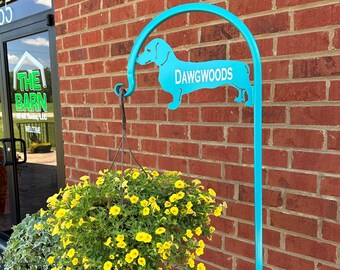 Dachshund Dog Shepherd Hook- Your Color Choice- Your Name/Text-Four Display options