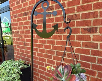 Anchor Shepherd Hook- Plant Hanger Wind Chime Holder Bird Feeder Hook - Powder Coated Any Color