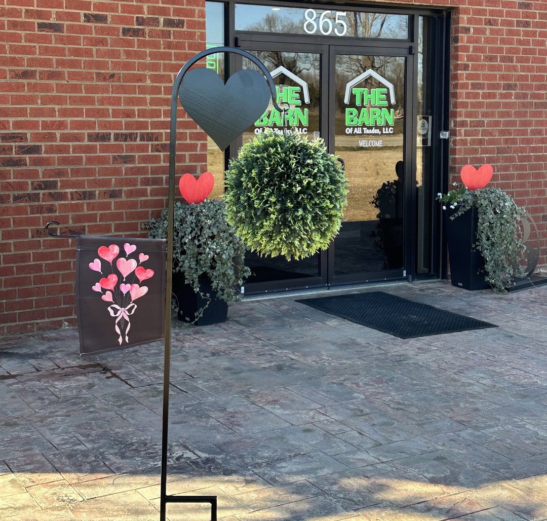 Custom Heart Shepherd Hook With Garden Flag Holder Display Anywhere