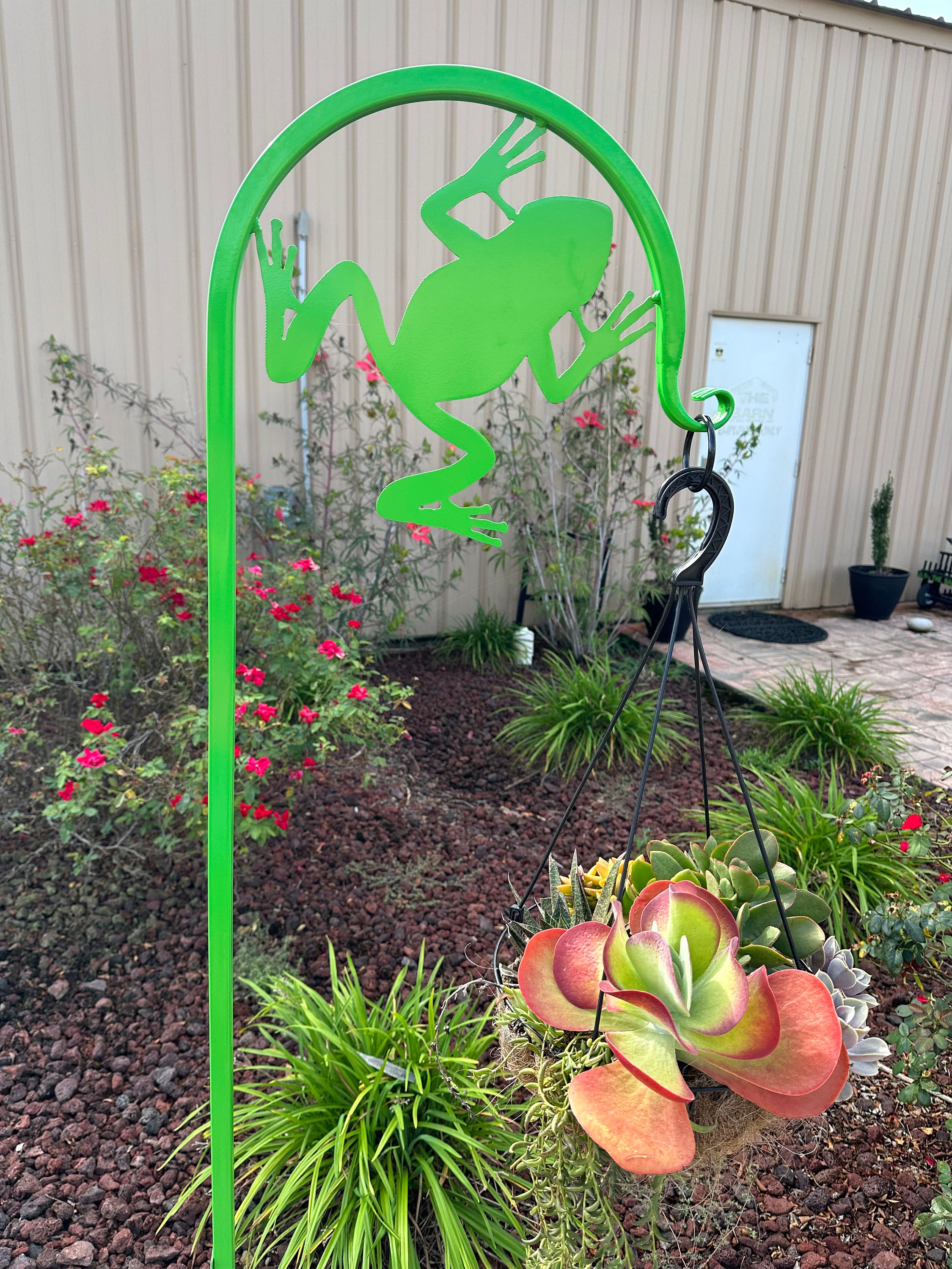 Tree Frog Shepherd Hook - Wind Chimes - Bird Feeder - Plant Stand
