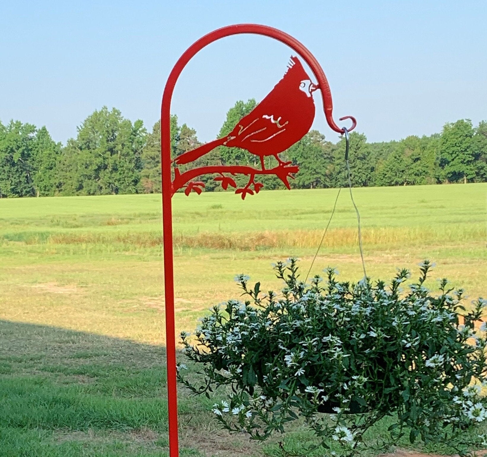 Red/cardinal Bird Shepherd Hook Plant Hanger Wind Chimes Holder
