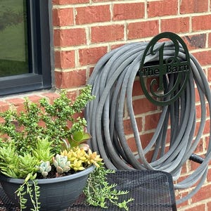 Custom Water/Garden Hose Holder/Hanger with your Initial and Name or text-Two Mounting Options