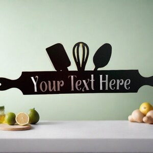 Kitchen Rolling Pin custom metal sign- Powder Coat finish 23"long 7" tall Your Color Choice-