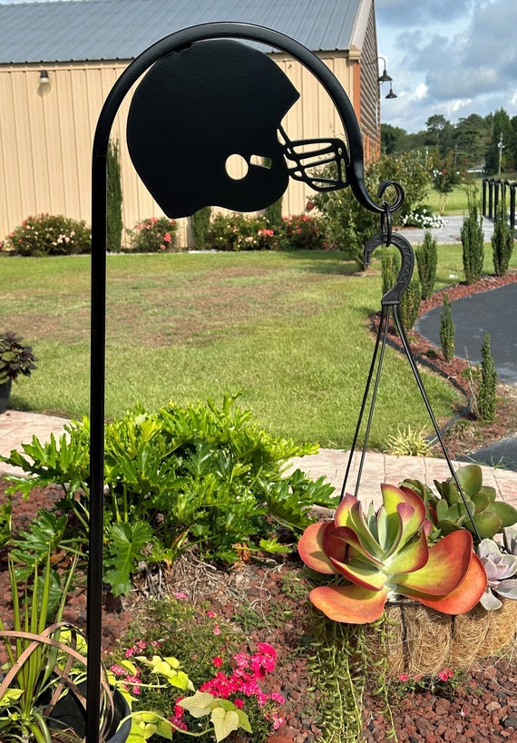 Football Helmet Shepherd Hook - Wind Chimes - Bird Feeder - Plant Stand -  60 "tall Powder Coated Steel- Choose From Four Display Options. - Etsy