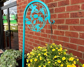 Hummingbird Shepherd Hook - Plant Bird Feeder Wind Chime hanger 60 " Tall- Metal-Powder Coated Your Color Choice