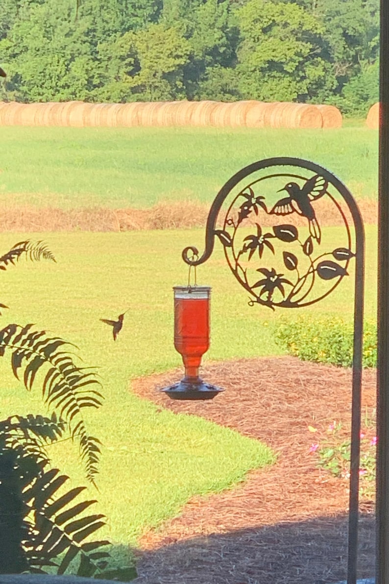Hummingbird Shepherd Hook Plant Bird Feeder Wind Chime Etsy