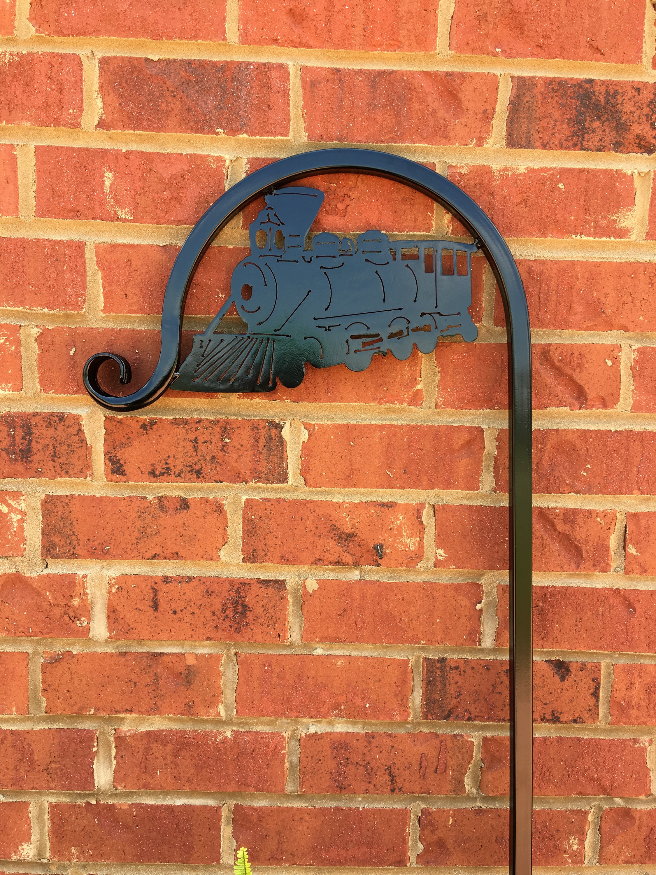 shepherd hooks for flowers on Train Shepherd Hook Plant Hanger Wind Chime Bird Feeder Etsy