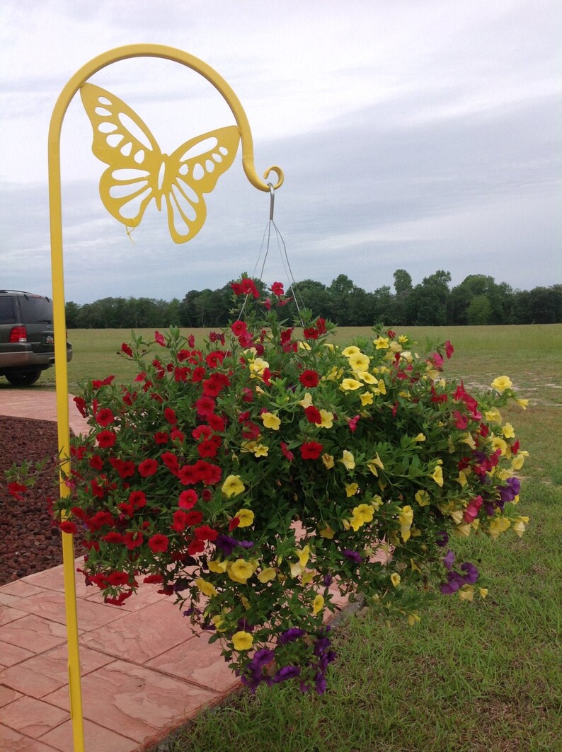 SHEPHERD HOOK 60 Modern Metal Art Butterfly Plant Hanger