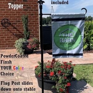 Very Sturdy 15&quot;W Garden Flag Holder-Your color choice-Bolt on Base or Stake in Ground- Powder Coated finish