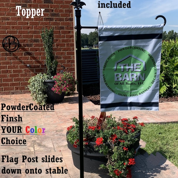 Very Sturdy Garden Flag Holder-Your color choice-Bolt on Base or Stake in Ground- Powder Coated finish