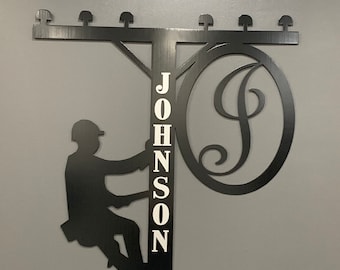 Lineman Monogram Personalized Decor - Powdercoated For Outdoor Use