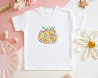 Liberty of London children's pumpkin design T-shirt - short sleeve - white