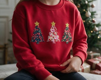 Liberty of London Christmas tree children's jumper red