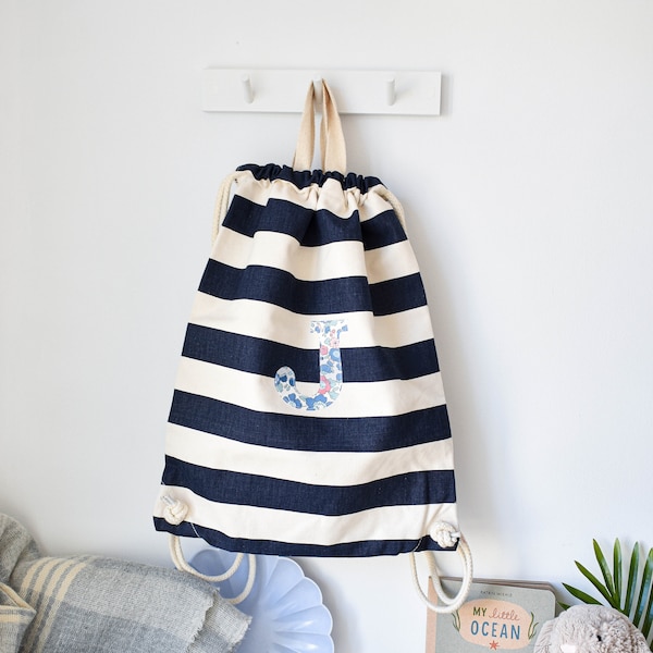 Liberty of London personalised drawstring bag in navy