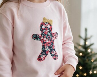 Liberty of London Christmas gingerbread children's jumper pink