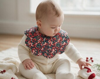Liberty of London Christmas scallop baby dribble bib