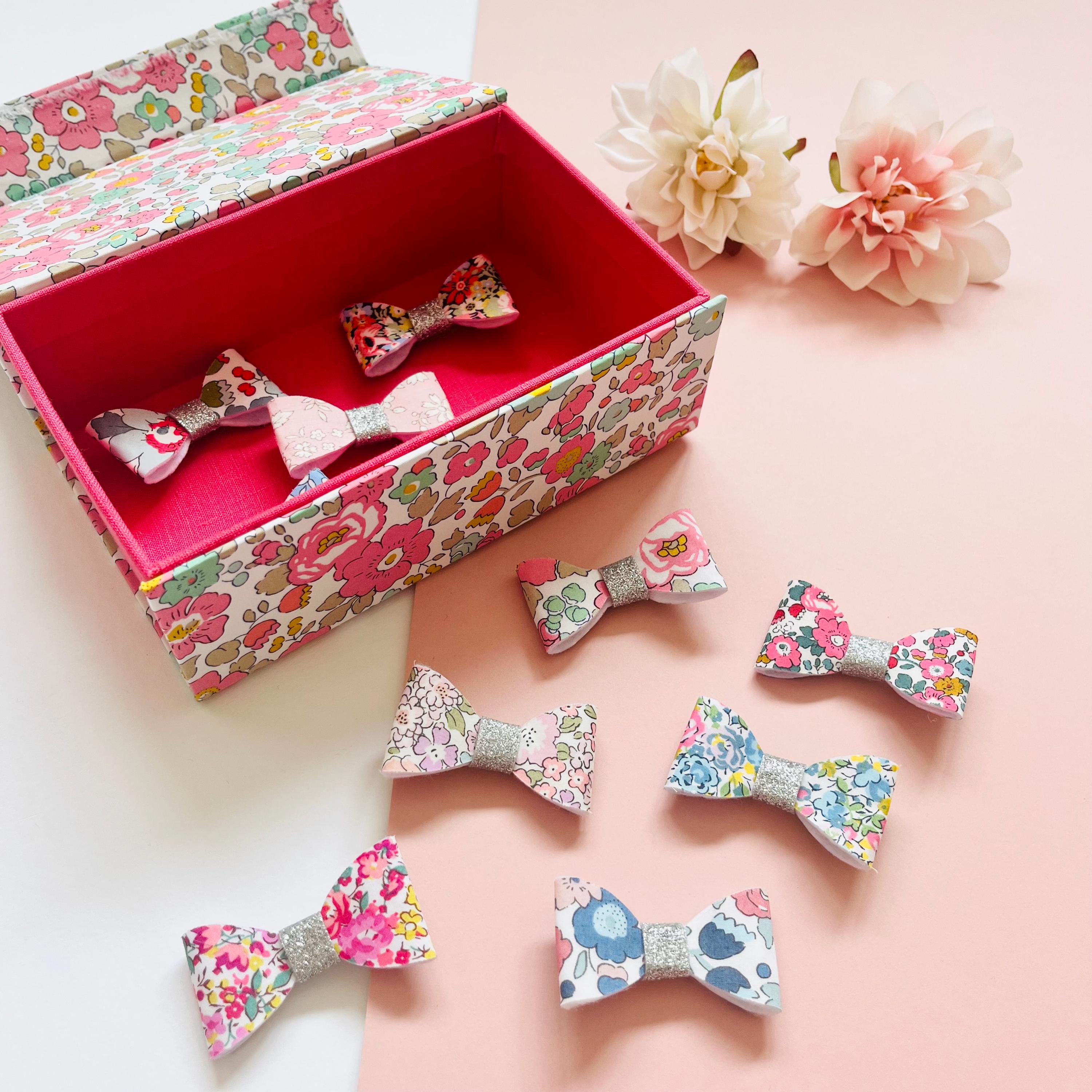 NWT Lelet NY LeletNY Liberty Of London Hair Clip Bow Hairbow Pink Floral NEW Handmade Linen Hair Bow: Floral Embroidered Initial Clip - Etsy main image 4