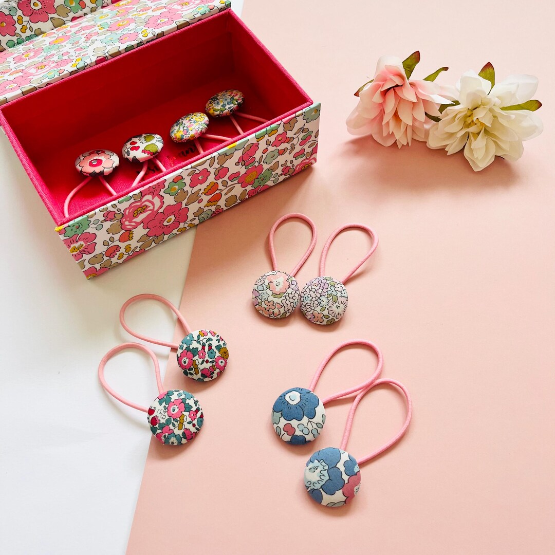 Liberty of London Button Hair Bobbles on Hair Tie - Pair - Etsy