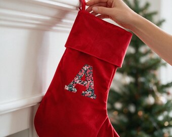 Liberty of London Christmas children's personalised stocking in red
