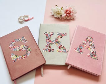 Liberty of London A5 personalised ruled velvet notebook