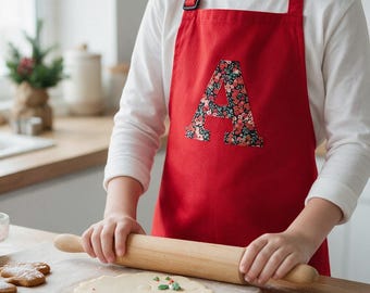 Liberty of London personalised initial children's apron - red