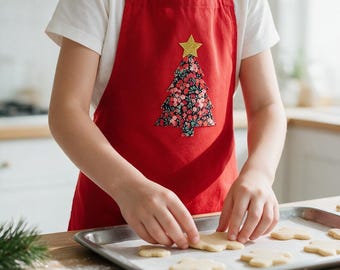 Liberty of London Christmas tree children's apron - red