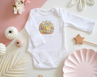 Liberty of London pumpkin design bodysuit - long or short sleeve