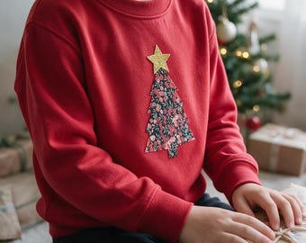 Liberty of London Christmas tree children's jumper red