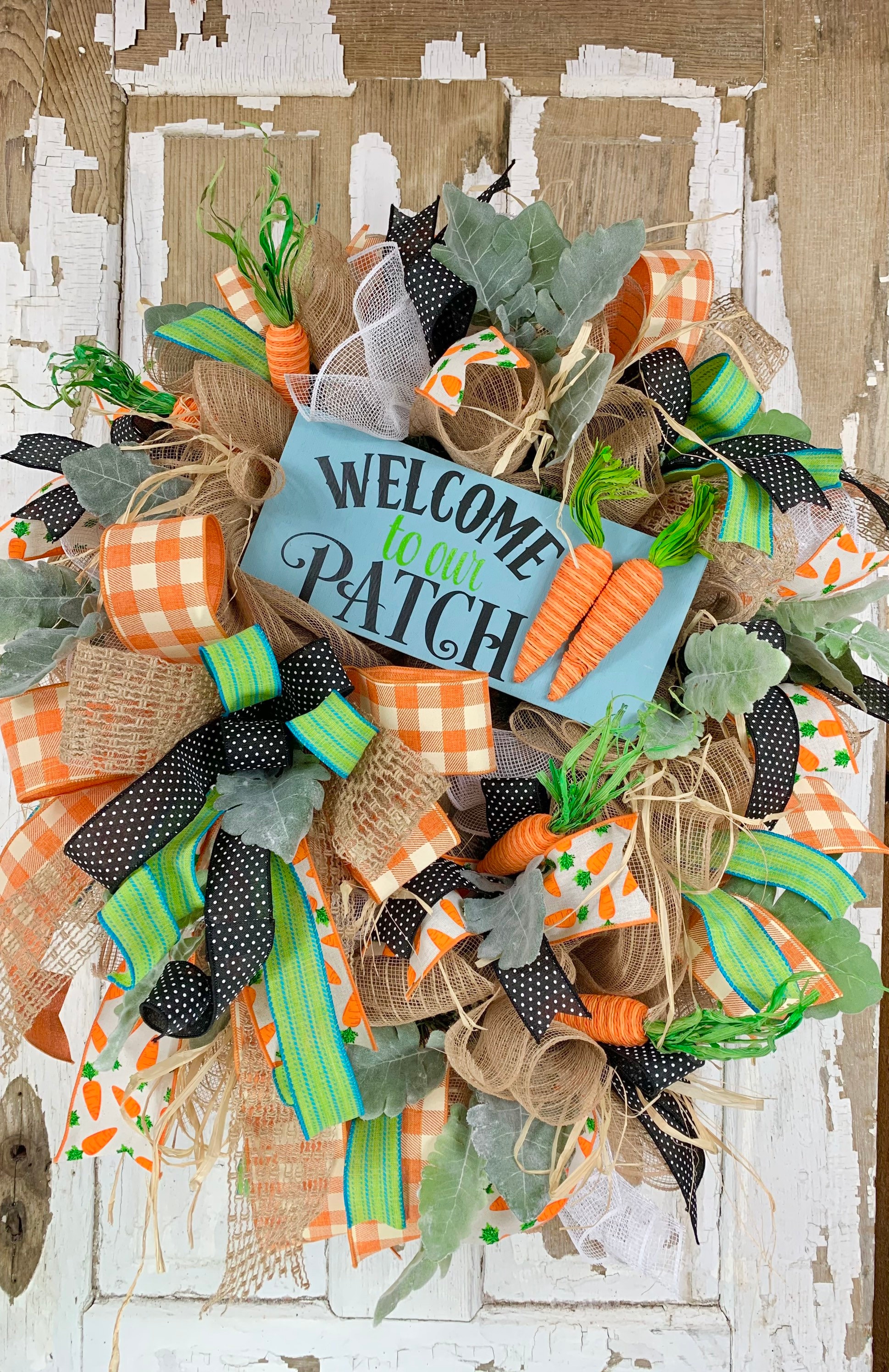 spring wreaths with carrots farmers market wreath Easter wreath for front door with carrots Welcome to our patch wreath