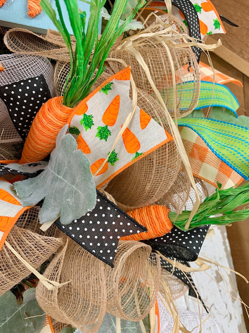 spring wreaths with carrots farmers market wreath Easter wreath for front door with carrots Welcome to our patch wreath