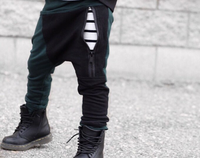 Trendy Boy Clothes /hipster Baby Boy Clothes / Green Toddler Boy Leggings /trendy Baby Boy