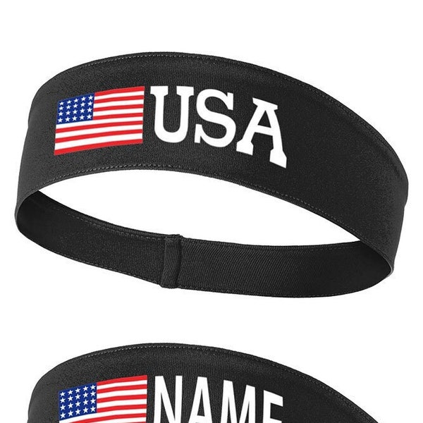 American Flag USA Moisture Wicking Headbands for Men and Women - USA or Personalization