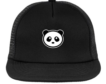 Panda Face//Trucker Cap//Adjustable//Animal Hats//Black Text