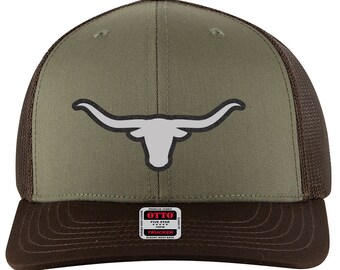 Greater Half Texas Black Leather Patch Trucker Hat - USA Made Adjustable Snapback Cap