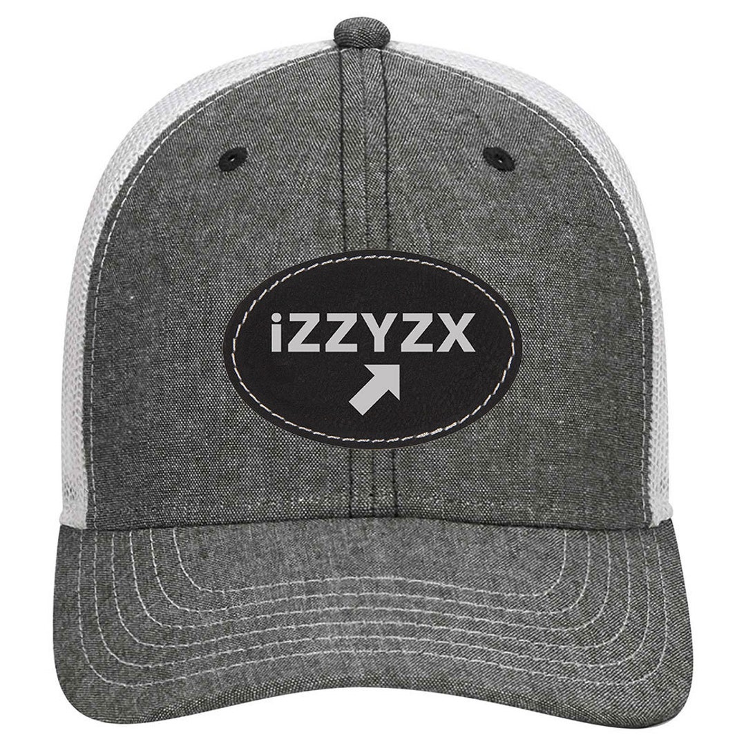 Izzyzx Logo With Arrow Leatherette Patch Cotton Blend Chambray 6