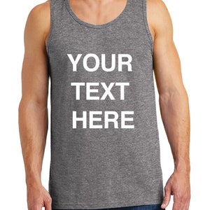Create Your Own Text – Men Heavy Cotton Classic Fit Round Neck Tank Top – XS~3XL