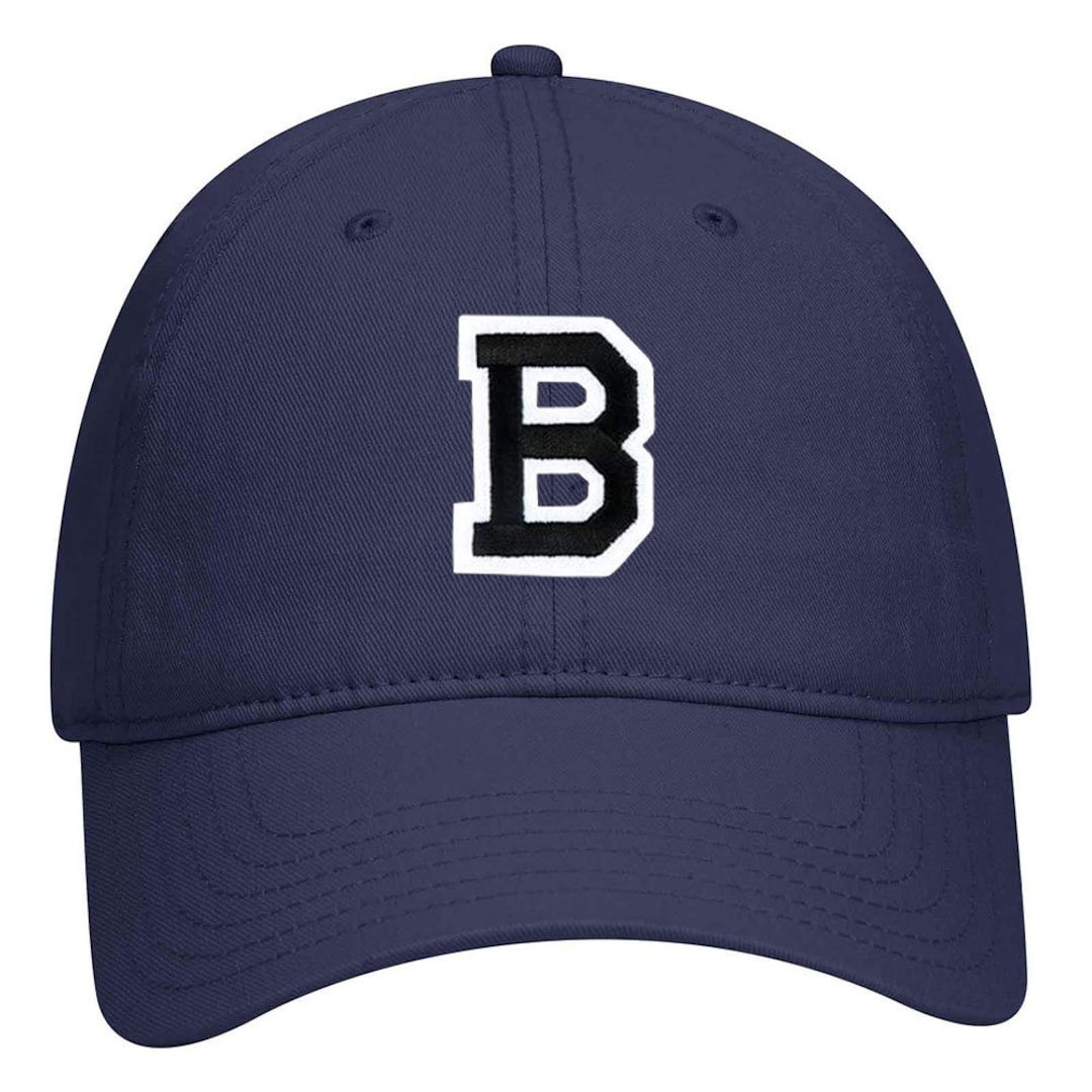 White Alphabet Embroidered Dad Hat - Black Low Profile 6 Panel Cap With Letter Q, Adjustable Metal Buckle