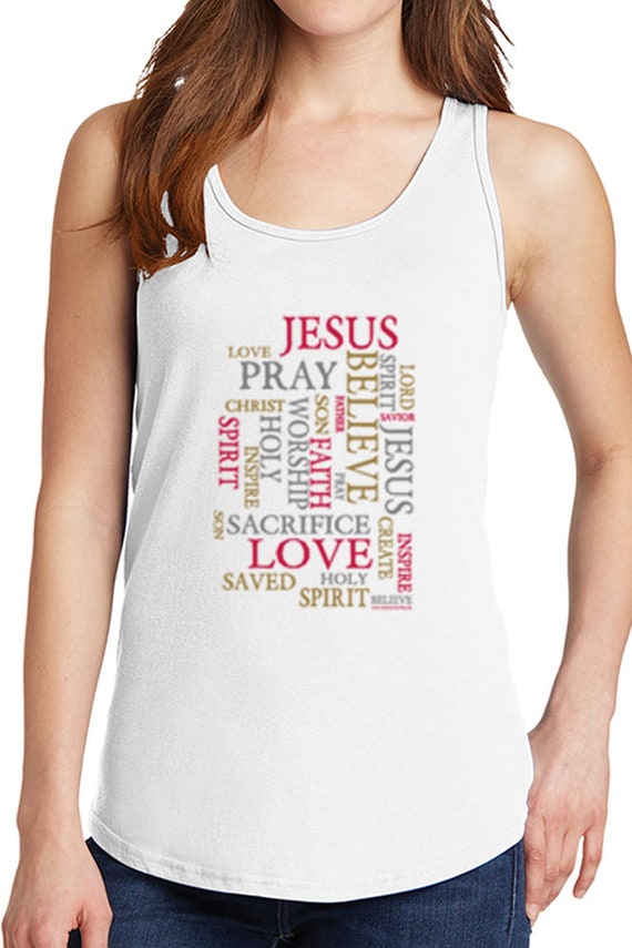 トップス praying tops Women's Pray, Jesus, Love Text Core Cotton Tank Tops -XS~4XL