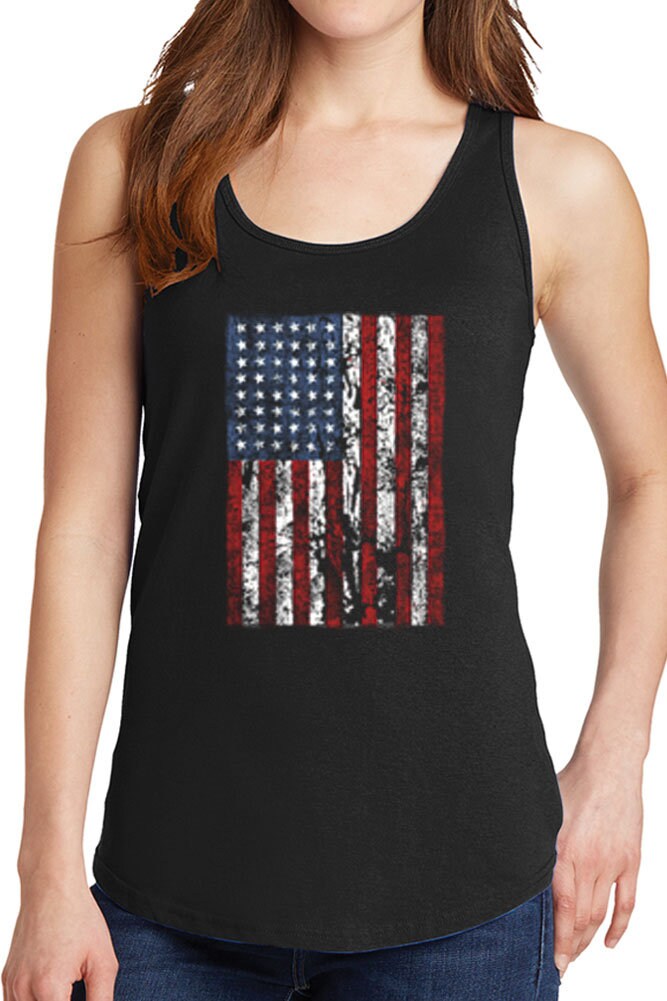 Women's Distressed American Flag Core Cotton Tank Tops - Etsy