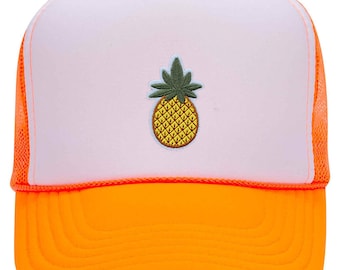 Ananas geborduurde patch neon 5 panelen hoge kroon schuimrubberen achterkant truckerhoed - voor heren en dames