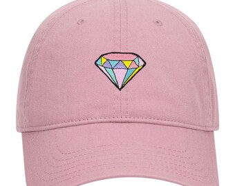 Pastel Diamond Embroidered Cotton Dad Hat