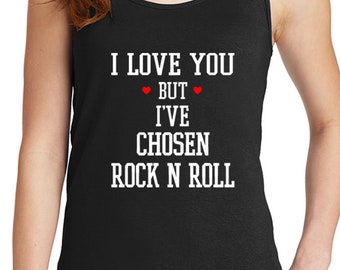 Women's I Love You but Rock N Roll Core Cotton Tank Tops -XS~4XL