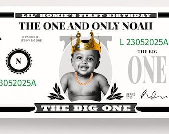 The Big One Dollar Bill, Hip Hop Birthday Money, Editable Play Cash Template