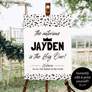 Editable Notorious One welcome sign template, The big one decorations, First birthday welcome board, Printable poster download, DIGITAL FILE