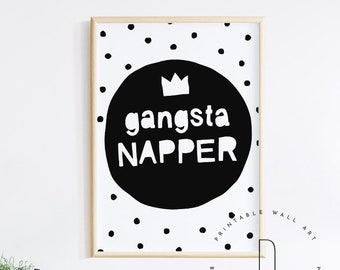 Hip Hop Baby Nursery decor, Rap Art Printable, Gangsta Napper